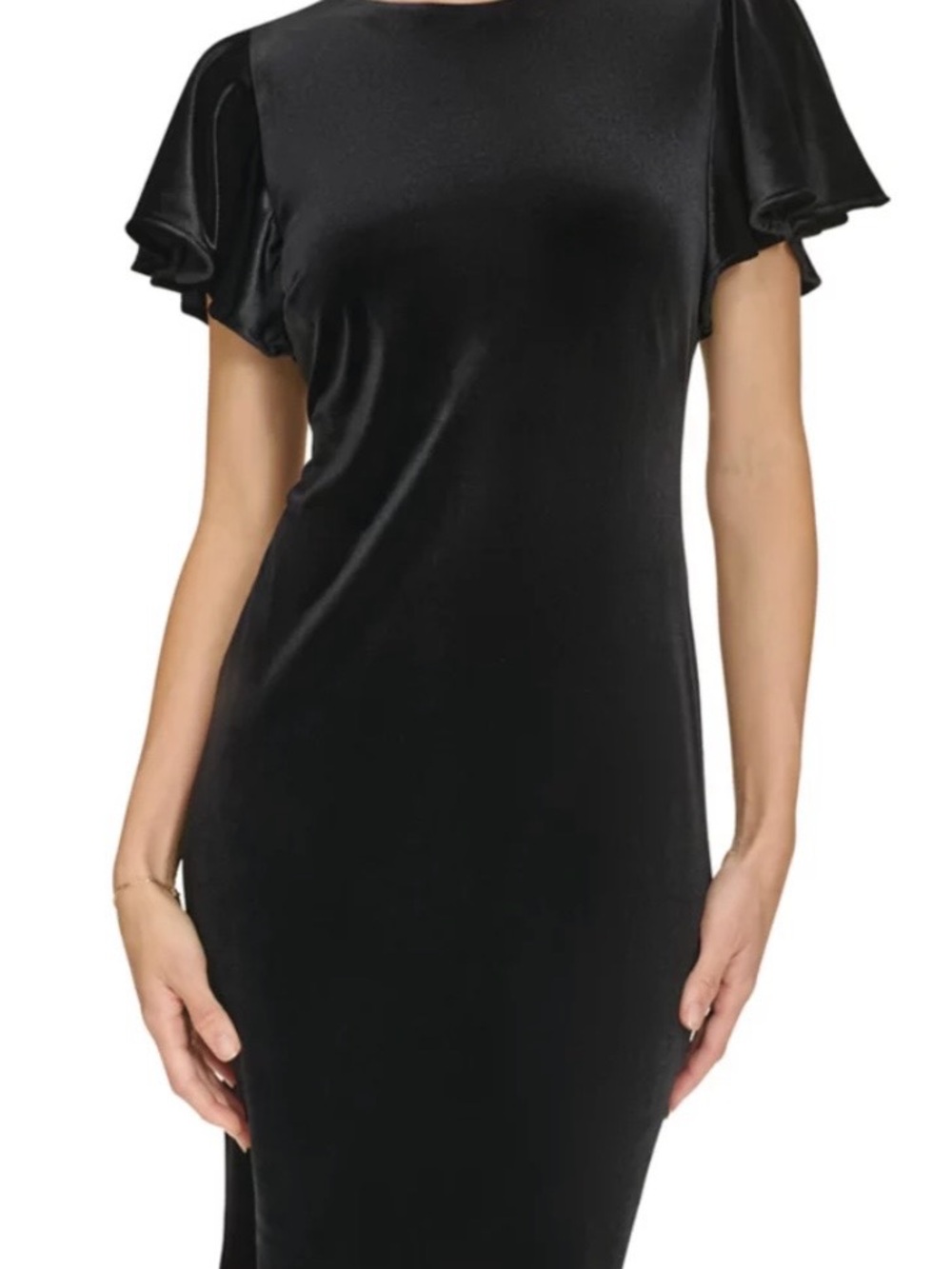 Tommy Hilfiger Black Velvet Mini Dress with Flutter Sleeves